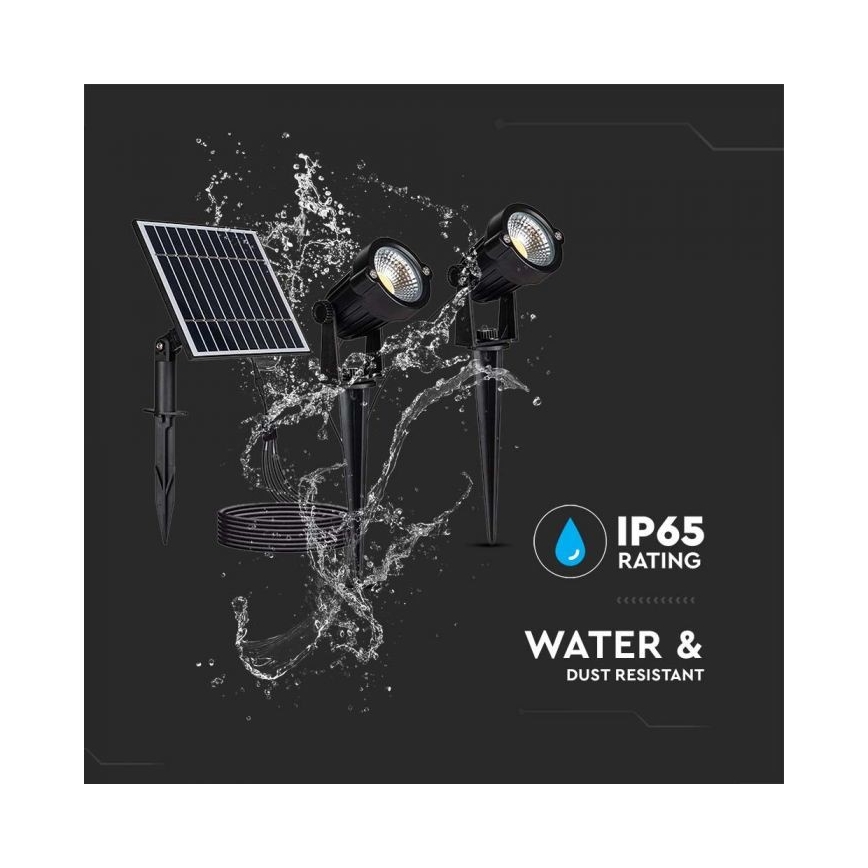 SETTI 2 kpl LED Ulkokäyttöön aurinkokäyttöinen lamppu 2xLED/1,2W/3,7V IP65 3000K 4000 mAh