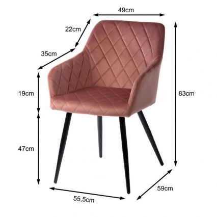 SARJA 2x RICO ruokatuolia, vaaleanpunainen