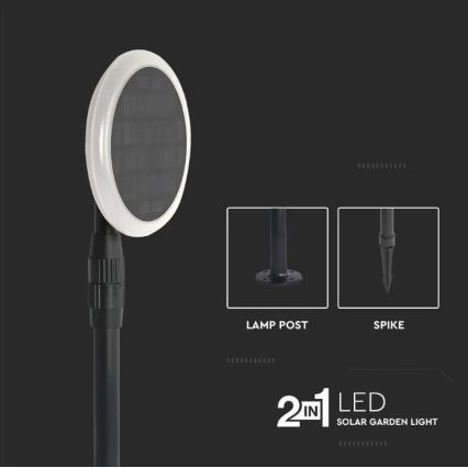 SARJA 2 kpl säädettävä LED-aurinkolamppu PUUTARHA LED/3W/5V 42-80 cm 4000K IP65 1000 mAh