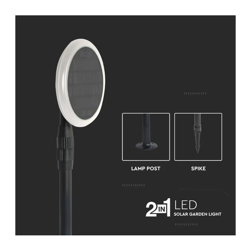 SARJA 2 kpl säädettävä LED-aurinkolamppu PUUTARHA LED/3W/5V 42-80 cm 4000K IP65 1000 mAh