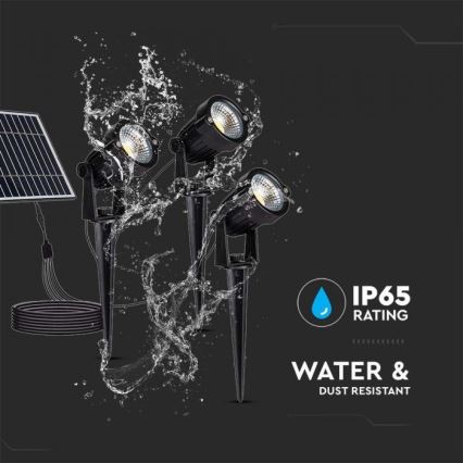 SETTI 3x LED Ulkokäyttöön aurinkokäyttöinen lamppu 3xLED/1,2W/3,7V IP65 3000K 4000 mAh