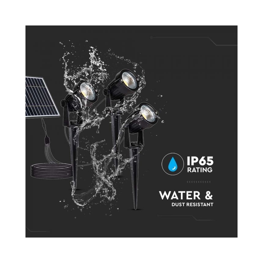 SETTI 3x LED Ulkokäyttöön aurinkokäyttöinen lamppu 3xLED/1,2W/3,7V IP65 3000K 4000 mAh