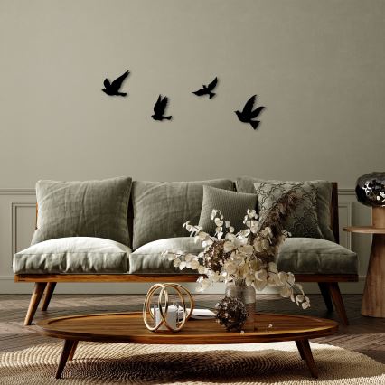 SETTI 4 kpl Seinälle kiinnitettävät metalliset lintukoristeet