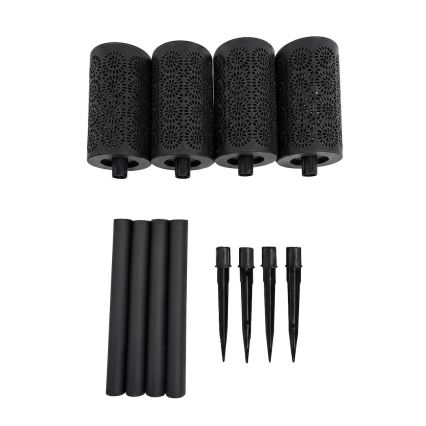 Sarja 4x LED-aurinkovalaisin DECOR LED/1,2V 150 mAh 3000K 39 cm IP44 musta