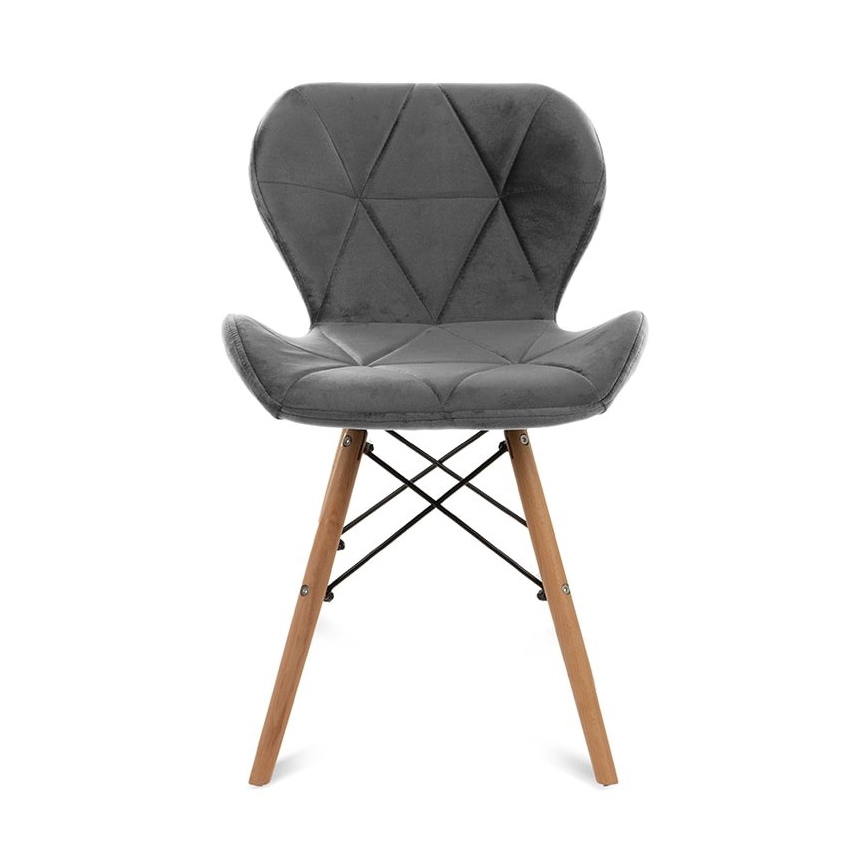 SARJA 4x Ruokatuolia TRIGO 74x48 cm vaaleanharmaa/pyökki