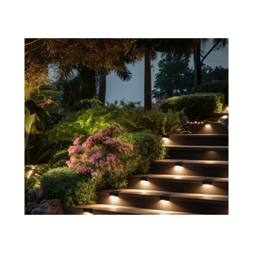 SARJA 8 kpl LED-aurinkokäyttöisiä portaiden valoja LED/0,06W/1,2V 3000K IP44 600 mAh