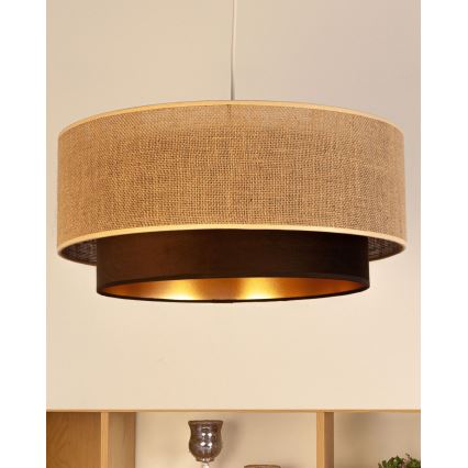 SARTA-riippuvalaisin johdolla 1xE27/60W/230V Ø 45 cm ruskea/juutti