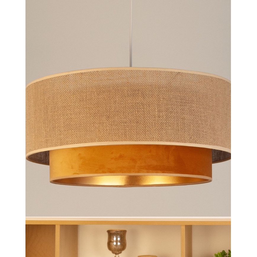 SARTA-riippuvalaisin kaapelilla, 1xE27/60W/230V, halkaisija 45 cm, kupari/juutti