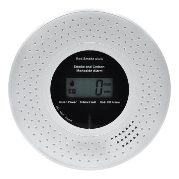 Savuilma- ja hiilimonoksidihälytin LCD-näytöllä 2xAA