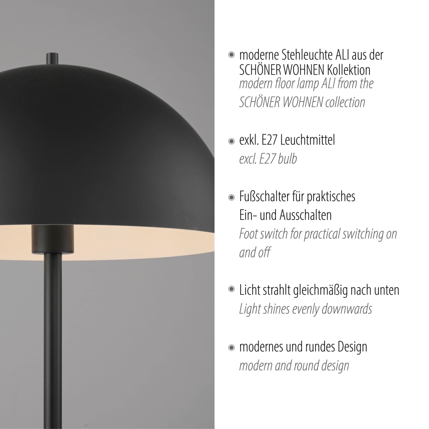 Schöner Wohnen 11727-18 - Lattiavalaisin ALI 1xE27/25W/230V musta