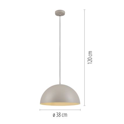 Schöner Wohnen 11728-39 - Riippuvalaisin vaijerilla ALI 1xE27/25W/230V halkaisija 38 cm harmaa