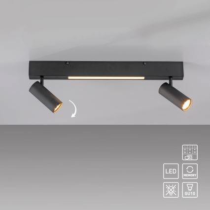 Schöner Wohnen 11793-18 - LED-kohdevalaisin DANTE 2xGU10/10W/230V + LED/7,2W musta