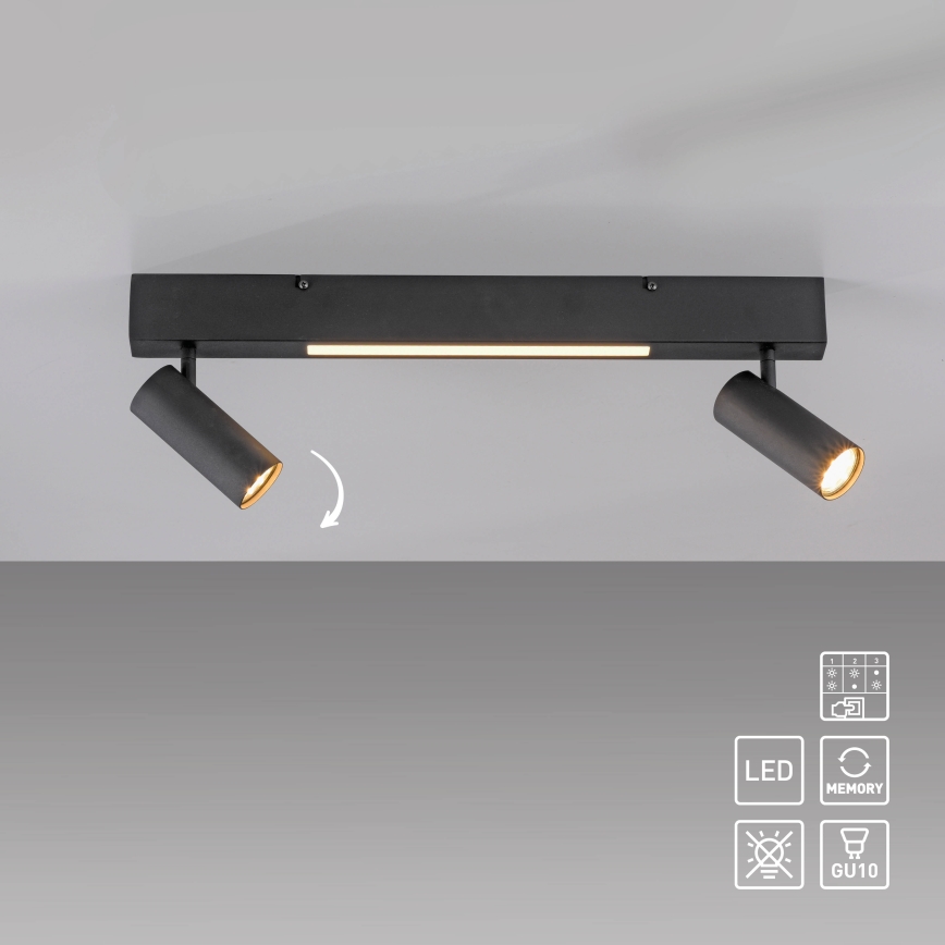 Schöner Wohnen 11793-18 - LED-kohdevalaisin DANTE 2xGU10/10W/230V + LED/7,2W musta