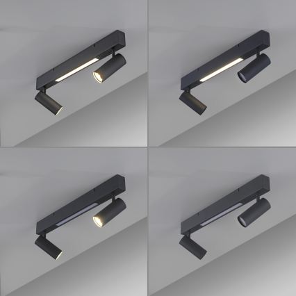 Schöner Wohnen 11793-18 - LED-kohdevalaisin DANTE 2xGU10/10W/230V + LED/7,2W musta