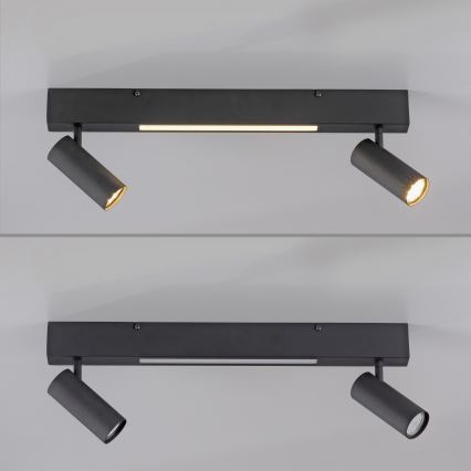 Schöner Wohnen 11793-18 - LED-kohdevalaisin DANTE 2xGU10/10W/230V + LED/7,2W musta