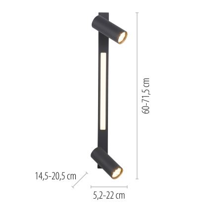 Schöner Wohnen 11793-18 - LED-kohdevalaisin DANTE 2xGU10/10W/230V + LED/7,2W musta
