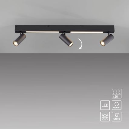 Schöner Wohnen 11794-18 - LED-kohdevalaisin DANTE 3xGU10/10W/230V + LED/14,4W musta