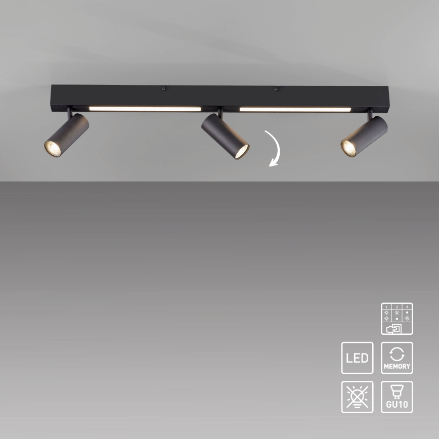 Schöner Wohnen 11794-18 - LED-kohdevalaisin DANTE 3xGU10/10W/230V + LED/14,4W musta