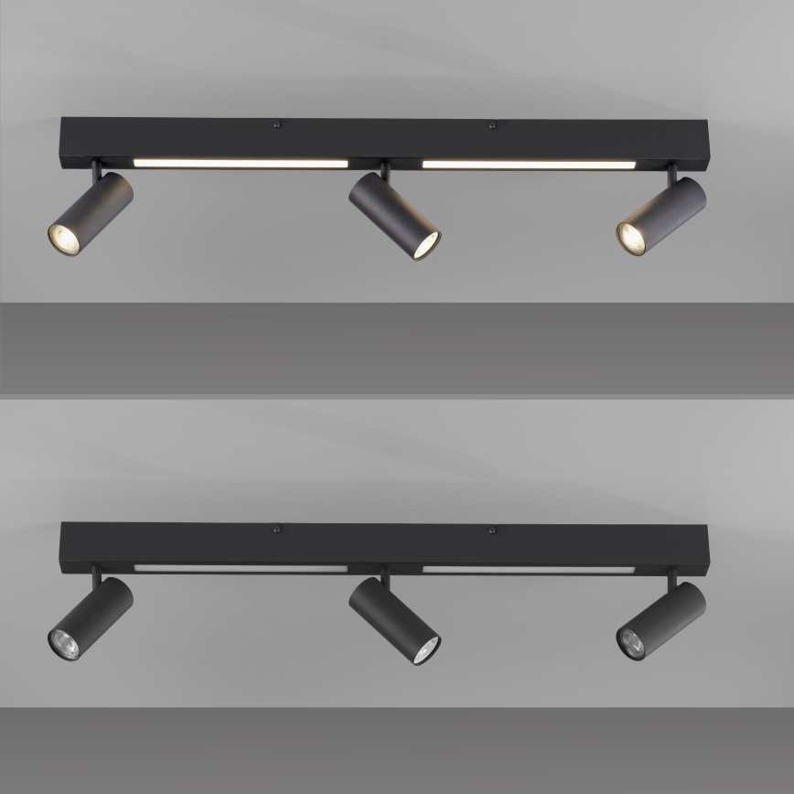 Schöner Wohnen 11794-18 - LED-kohdevalaisin DANTE 3xGU10/10W/230V + LED/14,4W musta