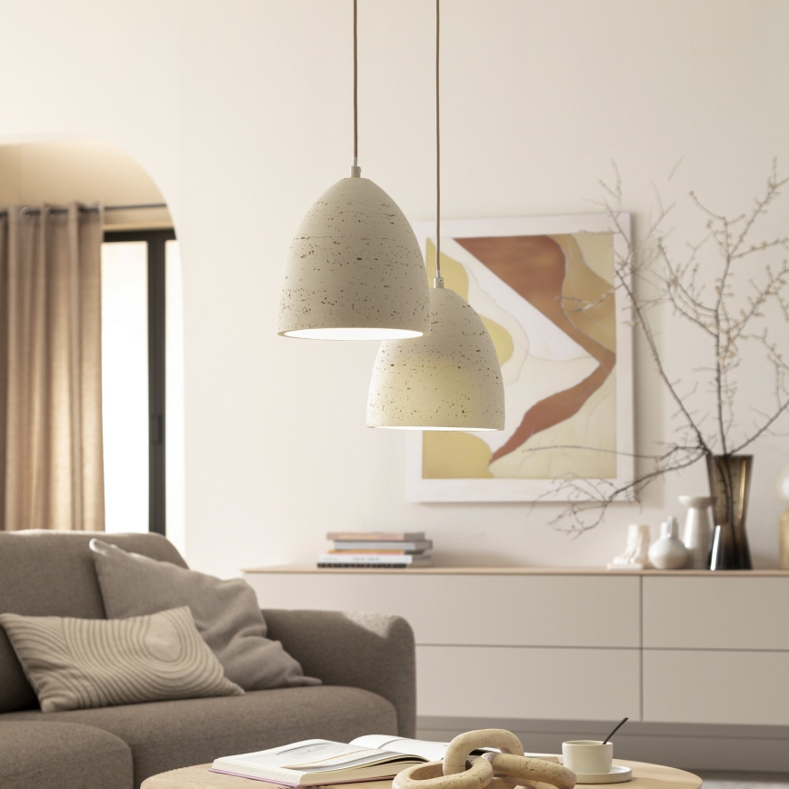 Schöner Wohnen 12540-42 - TRAVENTA riippuvalaisin kaapelilla 1xE27/40W/230V, halkaisija 21 cm, betoni