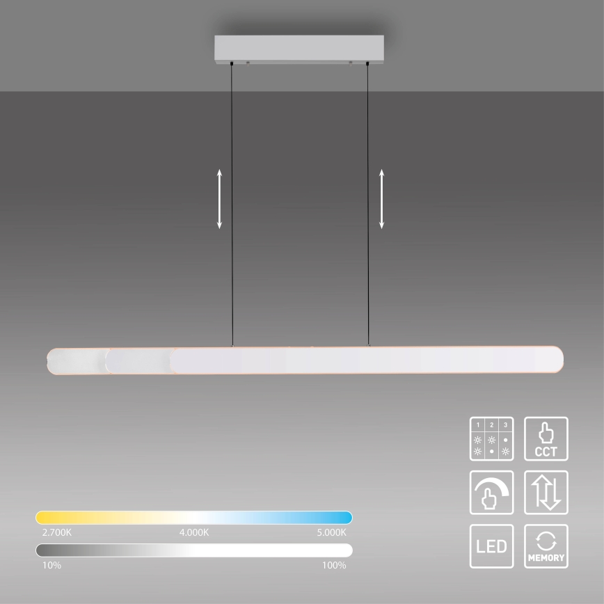 Schöner Wohnen 12577-16 - Himmennettävä LED-riippuvalaisin vaijerilla ADRIANA ROUND 2xLED/24W/230V 2700/3000/3500/4000/5000K 160 cm valkoinen