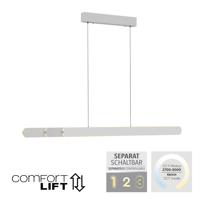 Schöner Wohnen 12577-16 - Himmennettävä LED-riippuvalaisin vaijerilla ADRIANA ROUND 2xLED/24W/230V 2700/3000/3500/4000/5000K 160 cm valkoinen