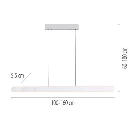 Schöner Wohnen 12577-16 - Himmennettävä LED-riippuvalaisin vaijerilla ADRIANA ROUND 2xLED/24W/230V 2700/3000/3500/4000/5000K 160 cm valkoinen