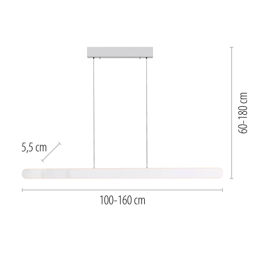 Schöner Wohnen 12577-16 - Himmennettävä LED-riippuvalaisin vaijerilla ADRIANA ROUND 2xLED/24W/230V 2700/3000/3500/4000/5000K 160 cm valkoinen