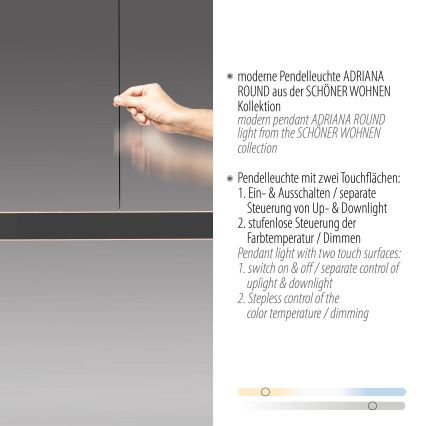 Schöner Wohnen 12577-18 - himmennettävä LED-riippuvalaisin vaijerilla ADRIANA ROUND 2xLED/24W/230V 2700/3000/3500/4000/5000K musta