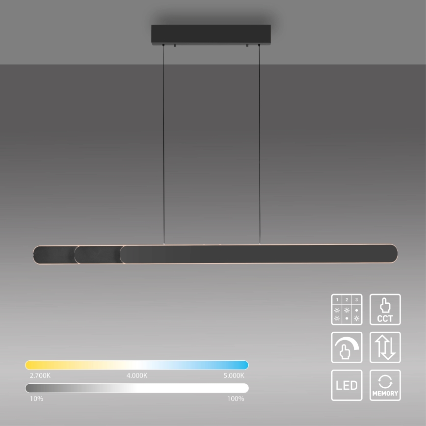 Schöner Wohnen 12577-18 - himmennettävä LED-riippuvalaisin vaijerilla ADRIANA ROUND 2xLED/24W/230V 2700/3000/3500/4000/5000K 160 cm musta