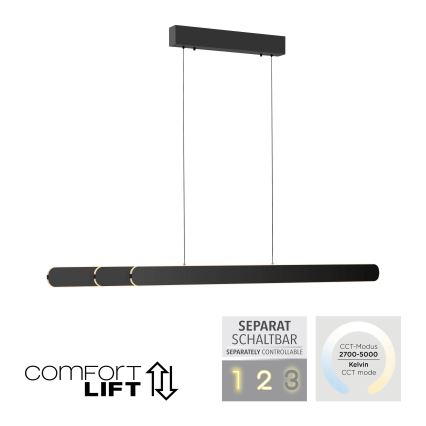 Schöner Wohnen 12577-18 - himmennettävä LED-riippuvalaisin vaijerilla ADRIANA ROUND 2xLED/24W/230V 2700/3000/3500/4000/5000K 160 cm musta