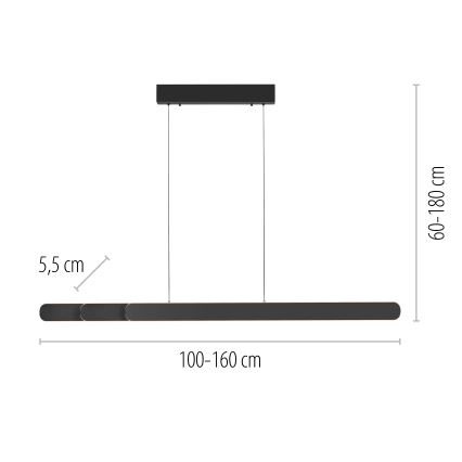 Schöner Wohnen 12577-18 - himmennettävä LED-riippuvalaisin vaijerilla ADRIANA ROUND 2xLED/24W/230V 2700/3000/3500/4000/5000K 160 cm musta