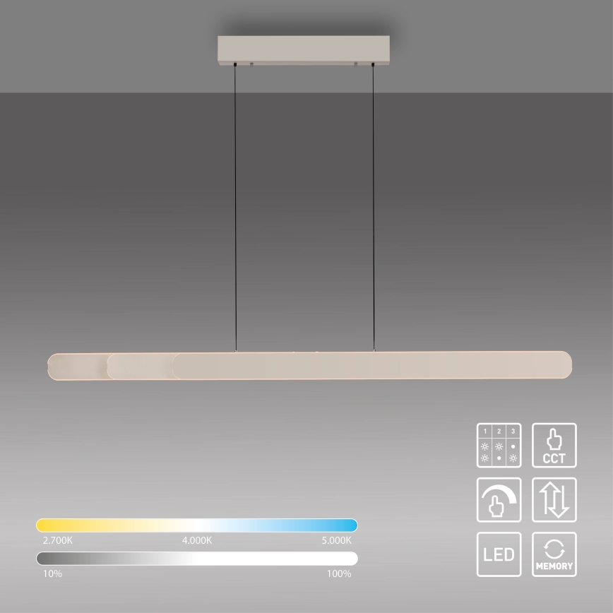 Schöner Wohnen 12577-39 - ADRIANA ROUND himmennettävä LED-riippuvalaisin kaapelilla 2xLED/24W/230V 2700/3000/3500/4000/5000K 160 cm harmaa