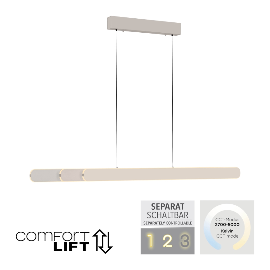 Schöner Wohnen 12577-39 - ADRIANA ROUND himmennettävä LED-riippuvalaisin kaapelilla 2xLED/24W/230V 2700/3000/3500/4000/5000K 160 cm harmaa