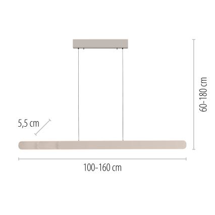Schöner Wohnen 12577-39 - ADRIANA ROUND himmennettävä LED-riippuvalaisin kaapelilla 2xLED/24W/230V 2700/3000/3500/4000/5000K 160 cm harmaa
