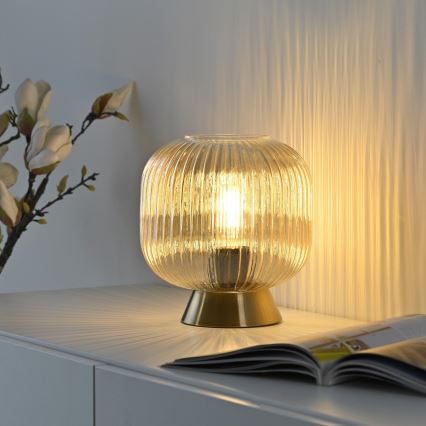 Schöner Wohnen 13573-27 - Pöytävalaisin NAMI 1xE27/25W/230V kultainen/beige/savunharmaa