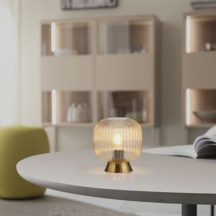 Schöner Wohnen 13573-27 - Pöytävalaisin NAMI 1xE27/25W/230V kultainen/beige/savunharmaa