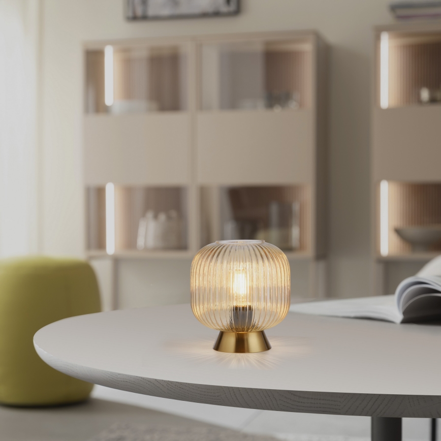 Schöner Wohnen 13573-27 - Pöytävalaisin NAMI 1xE27/25W/230V kultainen/beige/savunharmaa