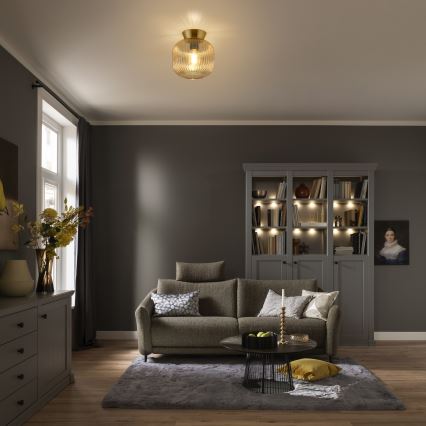 Schöner Wohnen 13574-27 - Kattovalaisin NAMI 1xE27/25W/230V pr. 20 cm kultainen/beige/savunharmaa