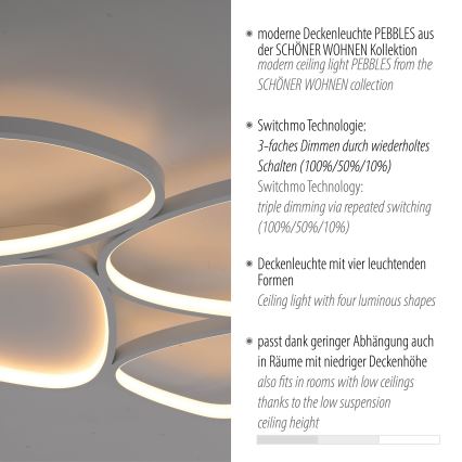 Schöner Wohnen 14038-16 - LED himmennettävä kattovalaisin PEBBLES LED/35,5W/230V valkoinen