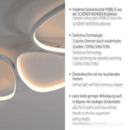 Schöner Wohnen 14039-16 - himennettävä LED-kattovalaisin PEBBLES LED/35,5W/230V valkoinen