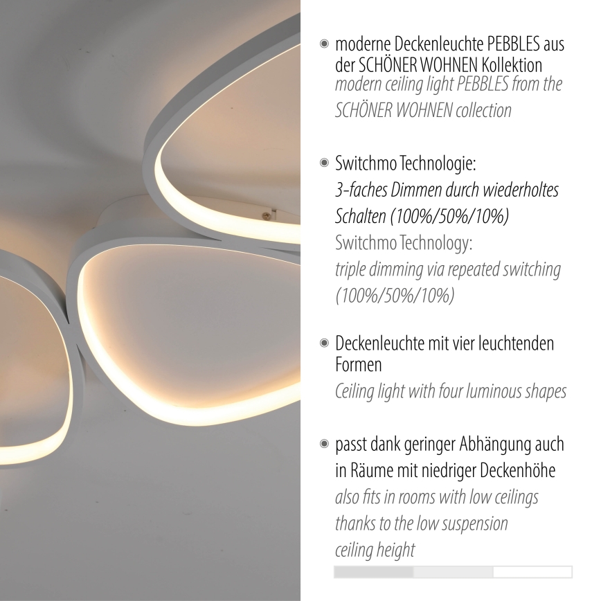 Schöner Wohnen 14039-16 - himennettävä LED-kattovalaisin PEBBLES LED/35,5W/230V valkoinen