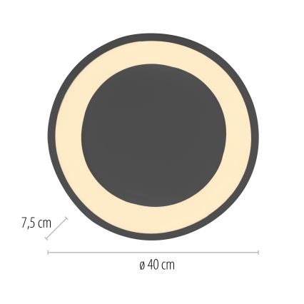 Schöner Wohnen 14233-18 - Himennettävä LED-kattovalaisin MONTA LED/21W/230V, halkaisija 40 cm, musta