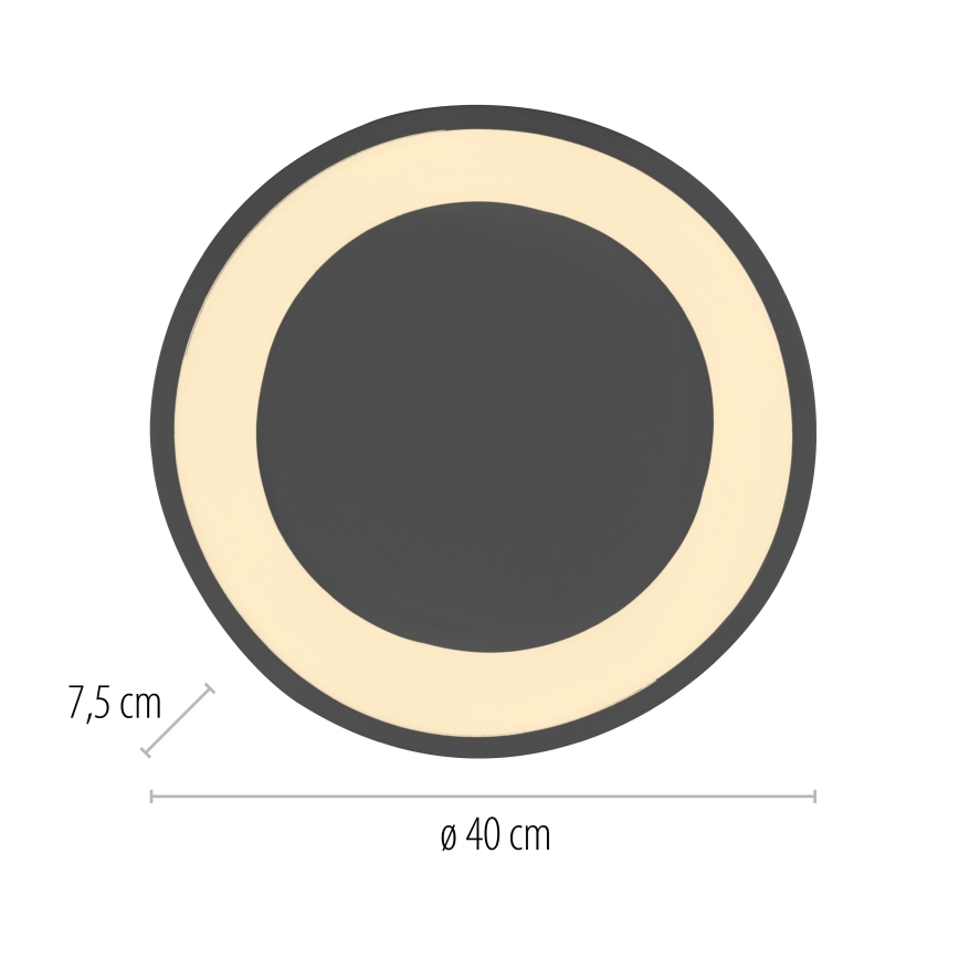 Schöner Wohnen 14233-18 - Himennettävä LED-kattovalaisin MONTA LED/21W/230V, halkaisija 40 cm, musta