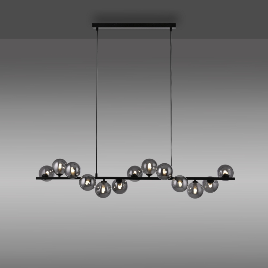 Schöner Wohnen 14504-18 - LED-riippuvalaisin vaijerilla DUBAI 13xG9/3W/230V 118 m musta/savunharmaa