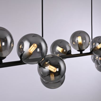 Schöner Wohnen 14504-18 - LED-riippuvalaisin vaijerilla DUBAI 13xG9/3W/230V 118 m musta/savunharmaa