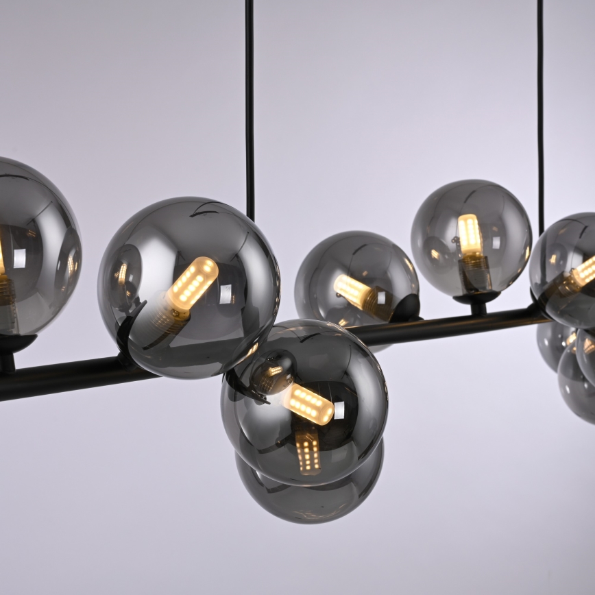 Schöner Wohnen 14504-18 - LED-riippuvalaisin vaijerilla DUBAI 13xG9/3W/230V 118 m musta/savunharmaa