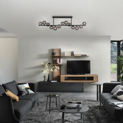 Schöner Wohnen 14505-18 - LED-riippuvalaisin tangolla DUBAI 13xG9/3W/230V musta/savunharmaa
