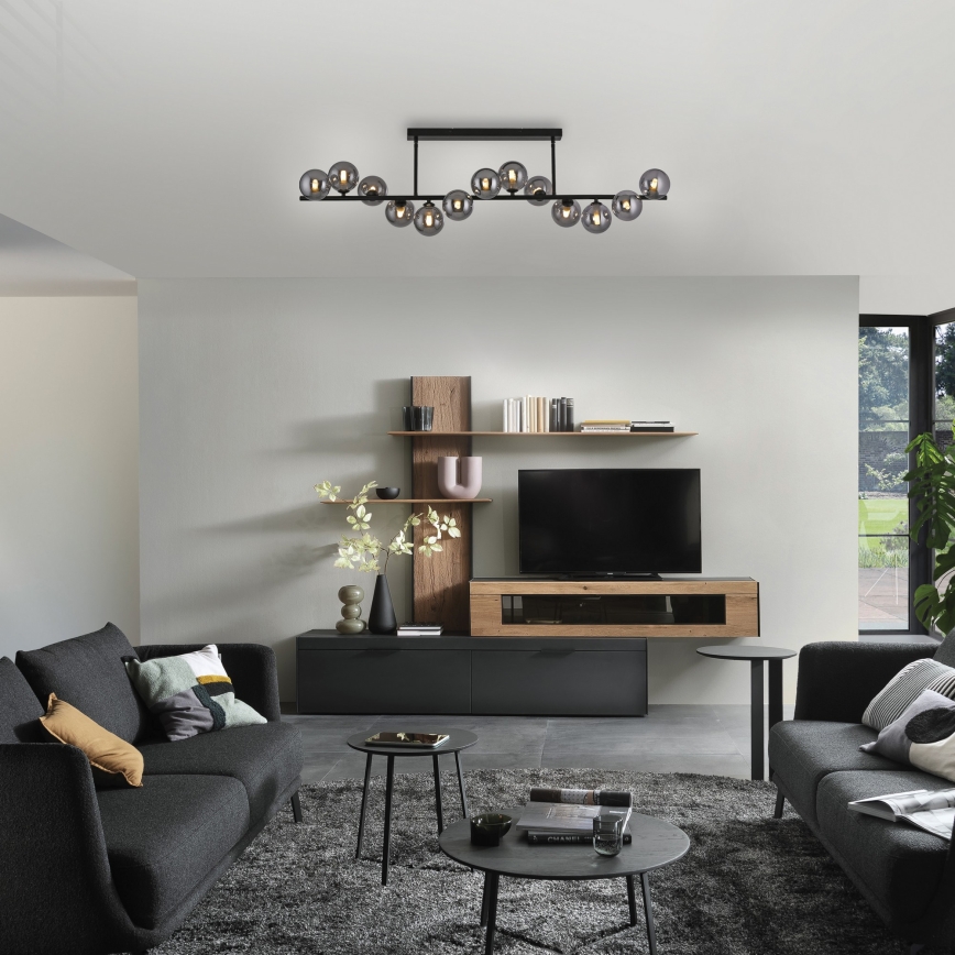 Schöner Wohnen 14505-18 - LED-riippuvalaisin tangolla DUBAI 13xG9/3W/230V musta/savunharmaa