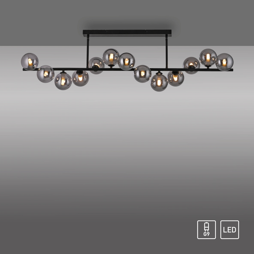 Schöner Wohnen 14505-18 - LED-riippuvalaisin tangolla DUBAI 13xG9/3W/230V musta/savunharmaa